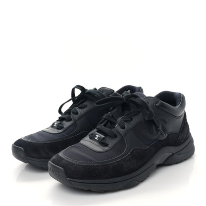 Chanel Fabric Calfskin Suede CC Sneakers 37 Black 3 of 8