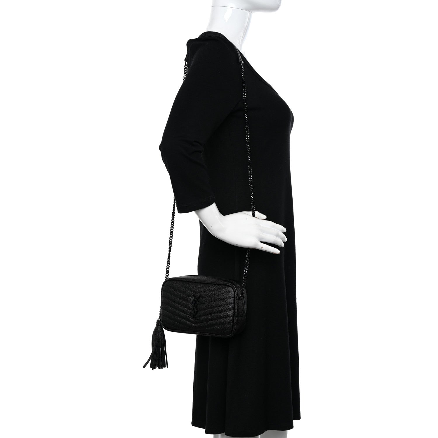 Saint Laurent Grain De Poudre Matelasse Monochrome Monogram Mini Lou Camera Bag Black 2 of 13