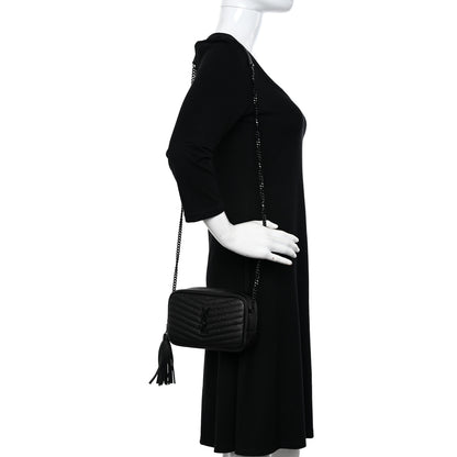 Saint Laurent Grain De Poudre Matelasse Monochrome Monogram Mini Lou Camera Bag Black 2 of 13