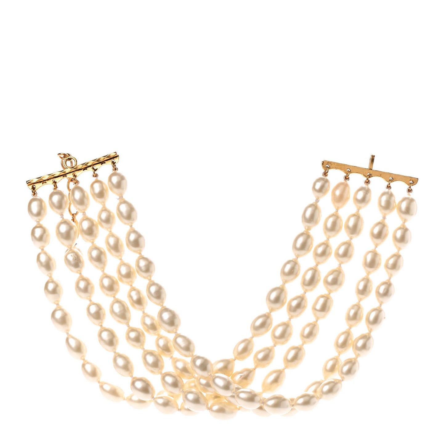 Pearl Multi Strand Choker Necklace Gold