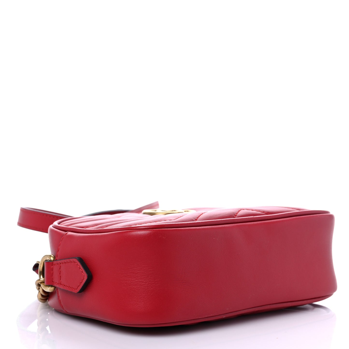 Calfskin Matelasse Mini GG Marmont Chain Shoulder Bag Hibiscus Red