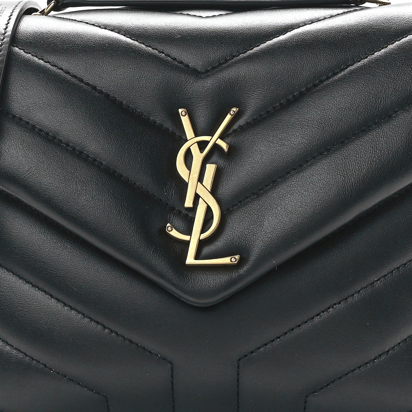 Calfskin Y Quilted Monogram Small Loulou Chain Satchel Black
