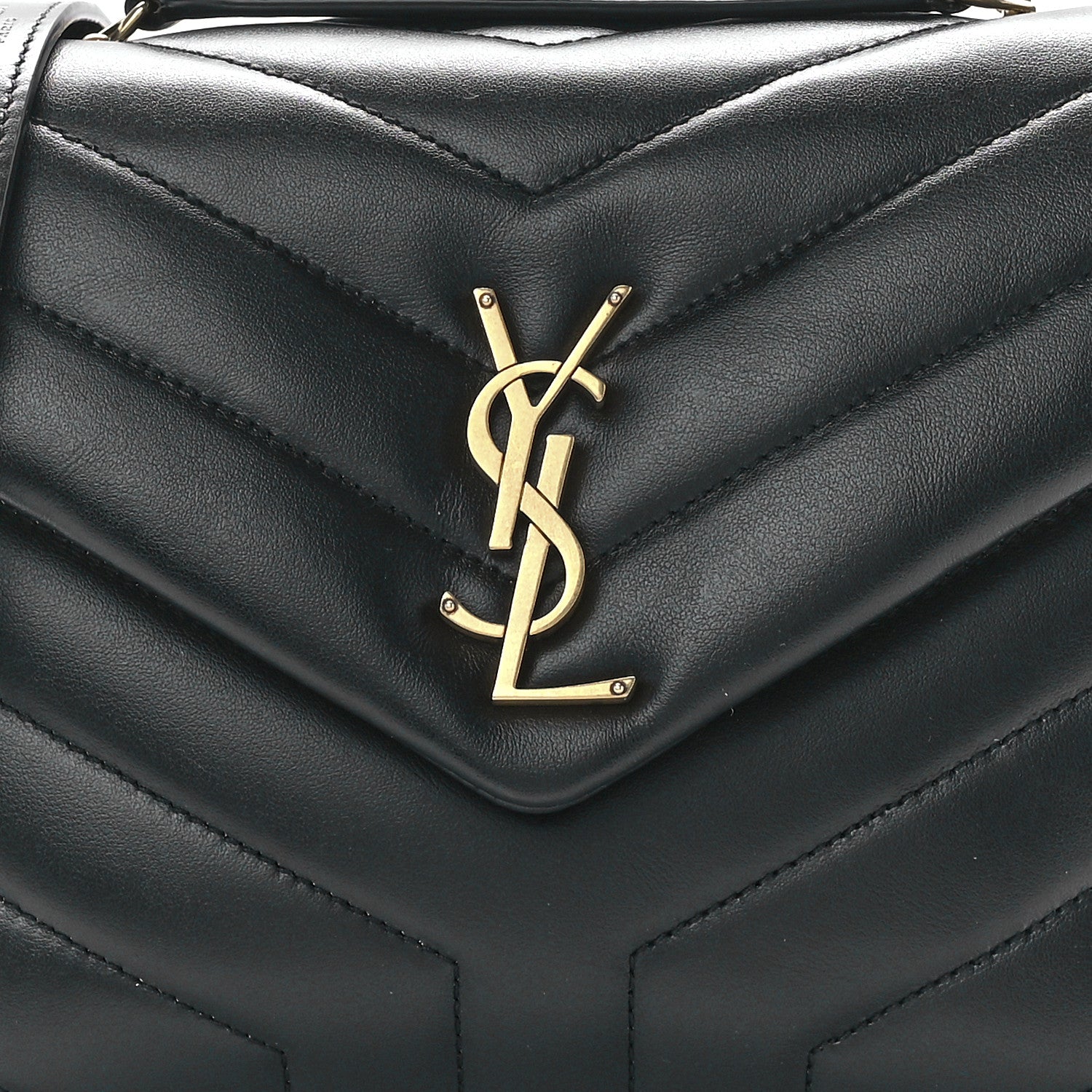 Saint Laurent Calfskin Y Quilted Monogram Small Loulou Chain Satchel Black 9 of 12