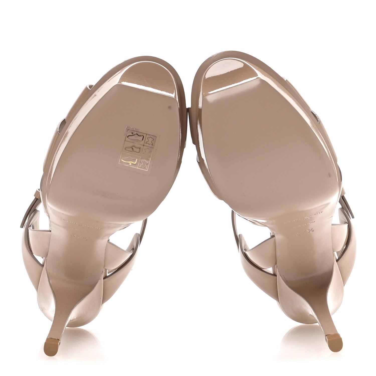 Saint Laurent Vitello Vernice Soft Tribute 75 Platform Sandals 37.5 Nude 6 of 9