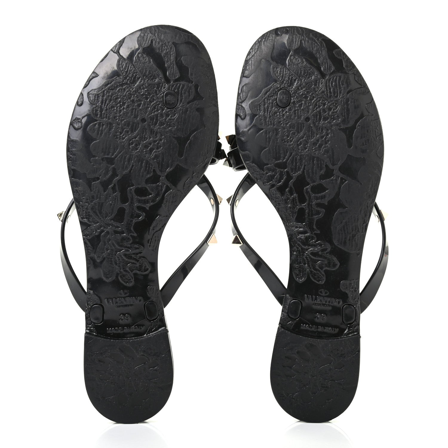 Valentino Garavani PVC Jelly Rockstud Bow Thong Sandals 39 Black 5 of 7
