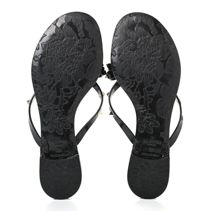 Valentino Garavani PVC Jelly Rockstud Bow Thong Sandals 39 Black 5 of 7