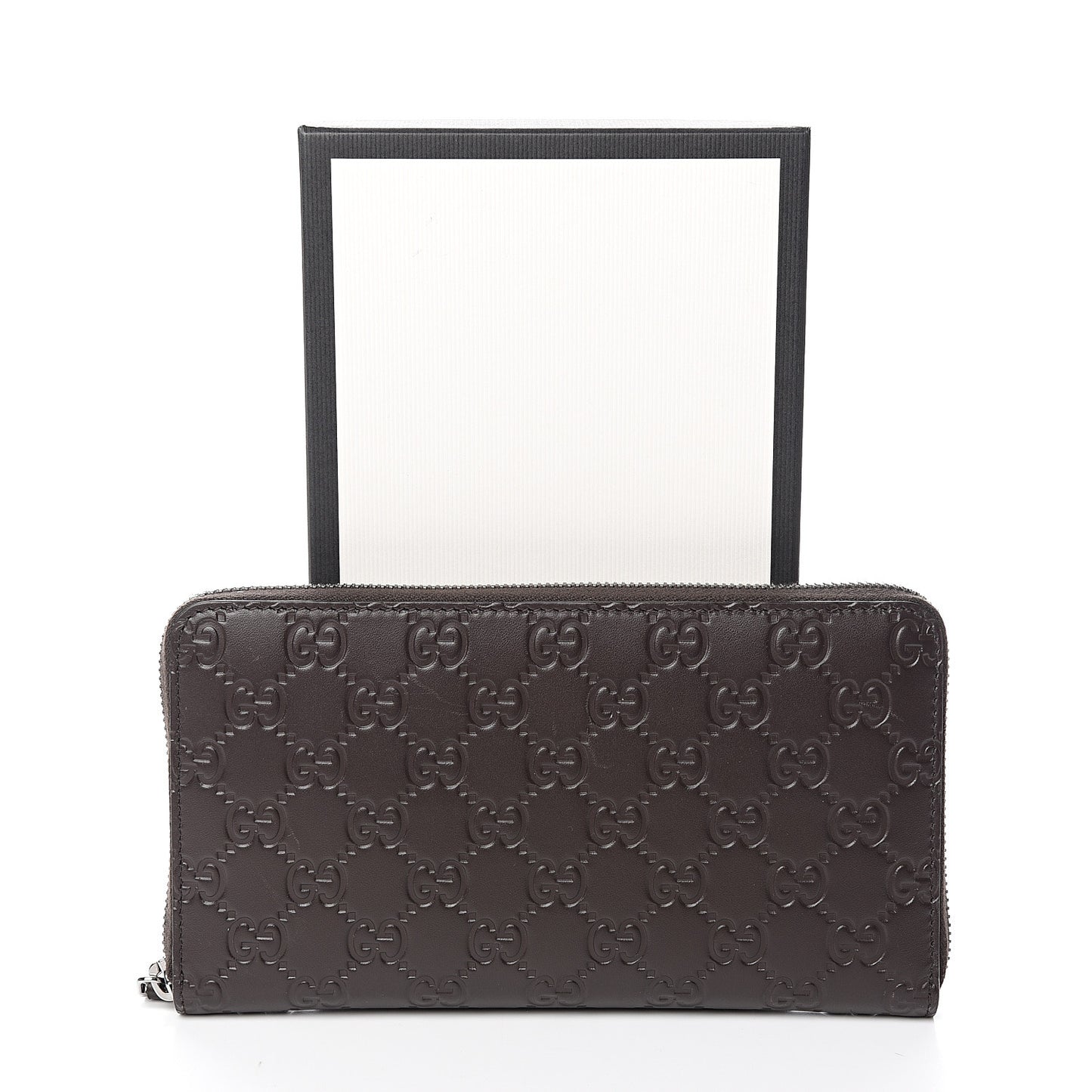 Guccissima Signature Zip Around Organizer Wallet Chocolate