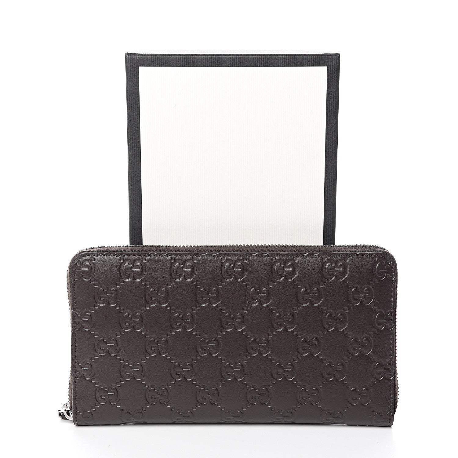 Gucci Guccissima Signature Zip Around Organizer Wallet Chocolate 7 of 7