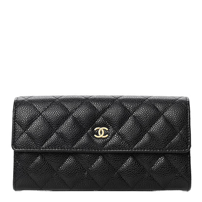 Chanel Caviar Quilted Large Gusset Flap Wallet Black 1 of 5