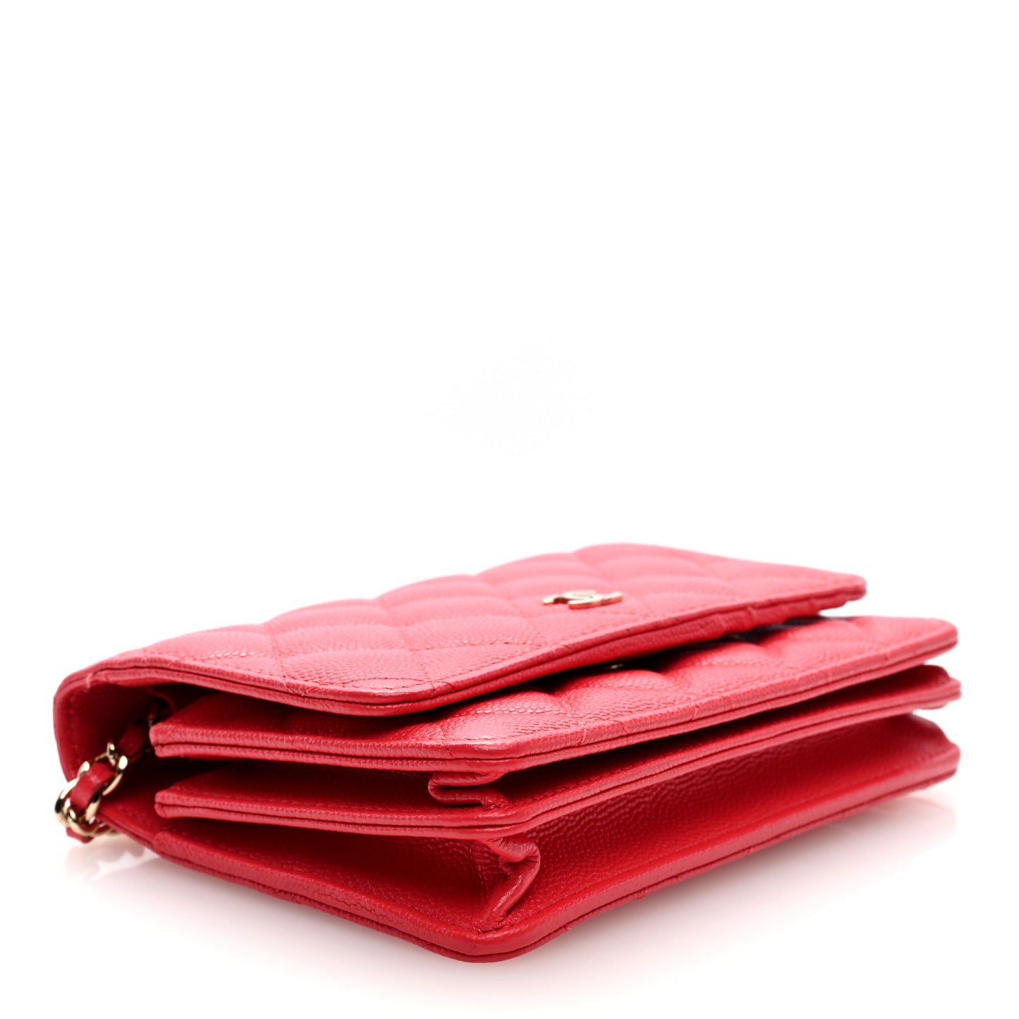 Caviar Quilted Mini Wallet On Chain WOC Red