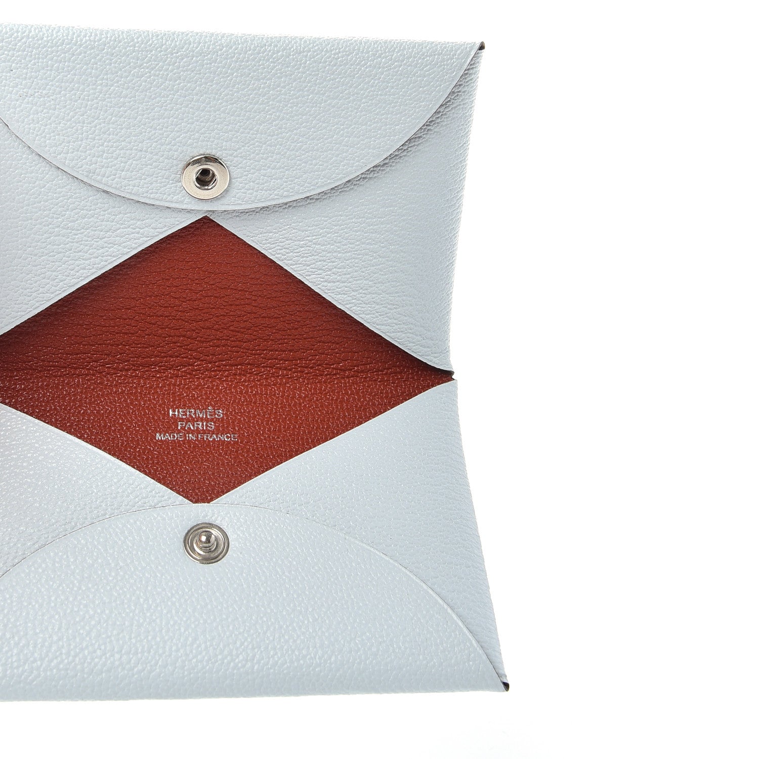 Hermes Chevre Mysore Verso Calvi Card Case Bleu Brume Brique 5 of 6
