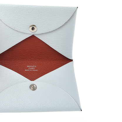 Hermes Chevre Mysore Verso Calvi Card Case Bleu Brume Brique 5 of 6