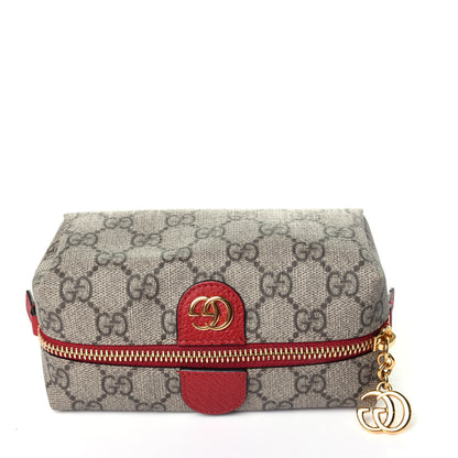 Gucci Soft GG Supreme Monogram Calfskin Small Ophidia Cosmetic Case Beige Ebony Hibiscus Red 10 of 11
