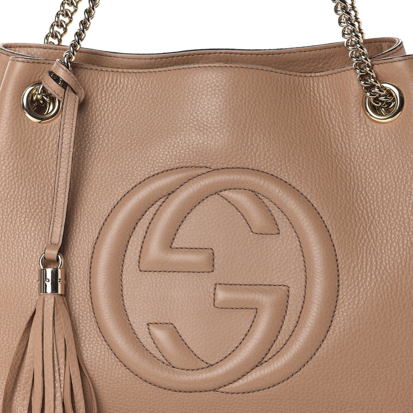 Pebbled Calfskin Medium Soho Chain Shoulder Bag Rose Beige