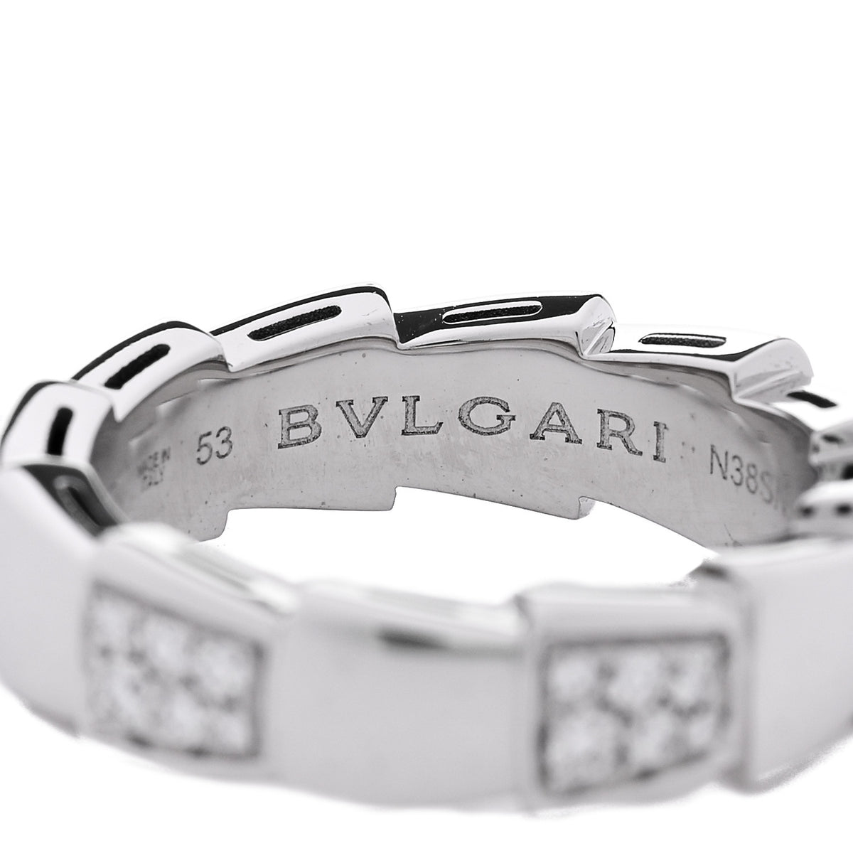 18K White Gold Diamond Serpenti Band Ring 53 6.5