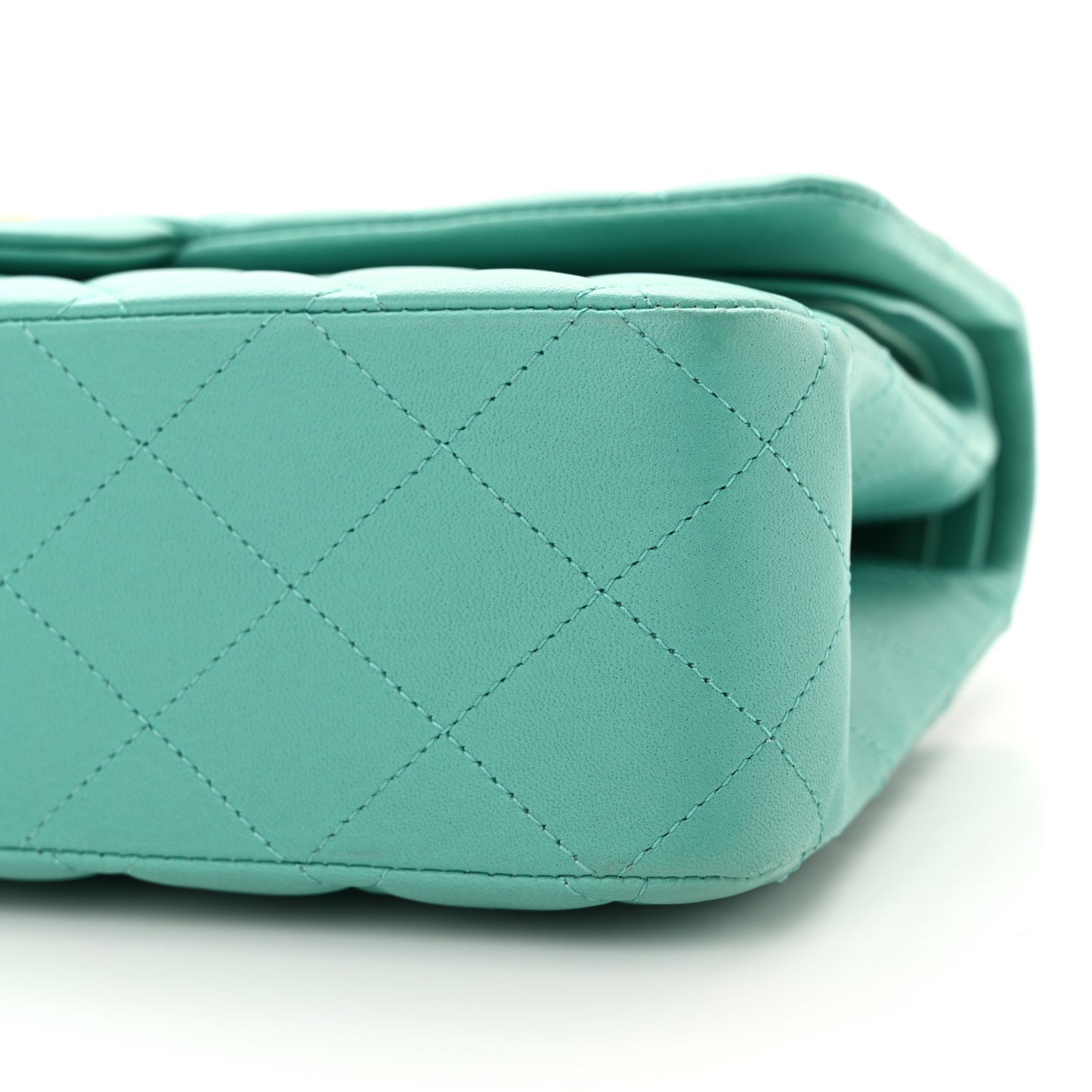 Lambskin Quilted Medium Double Flap Green