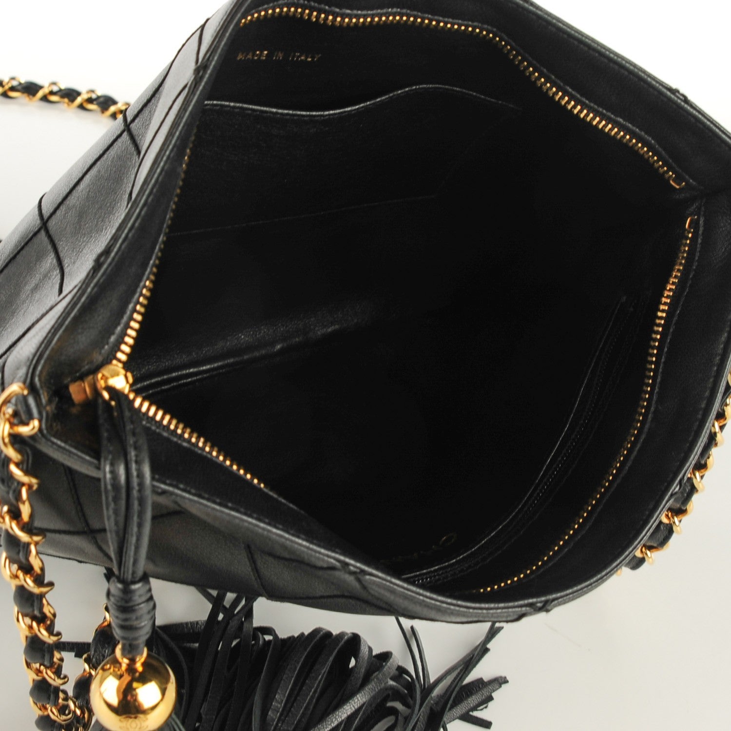 Chanel Lambskin Stitched Tassel Crossbody Black 8 of 8