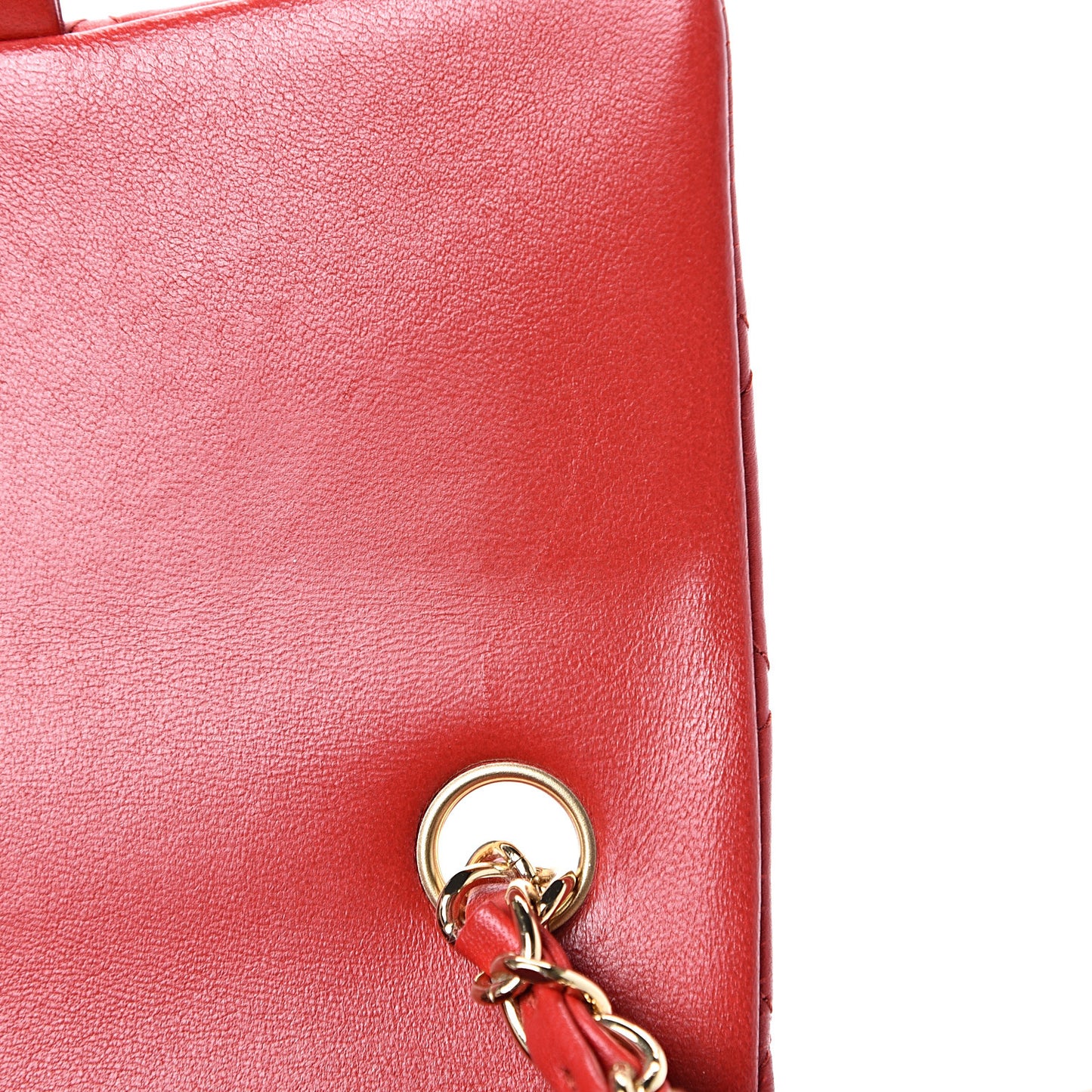 Lambskin Quilted Mini Rectangular Flap Red