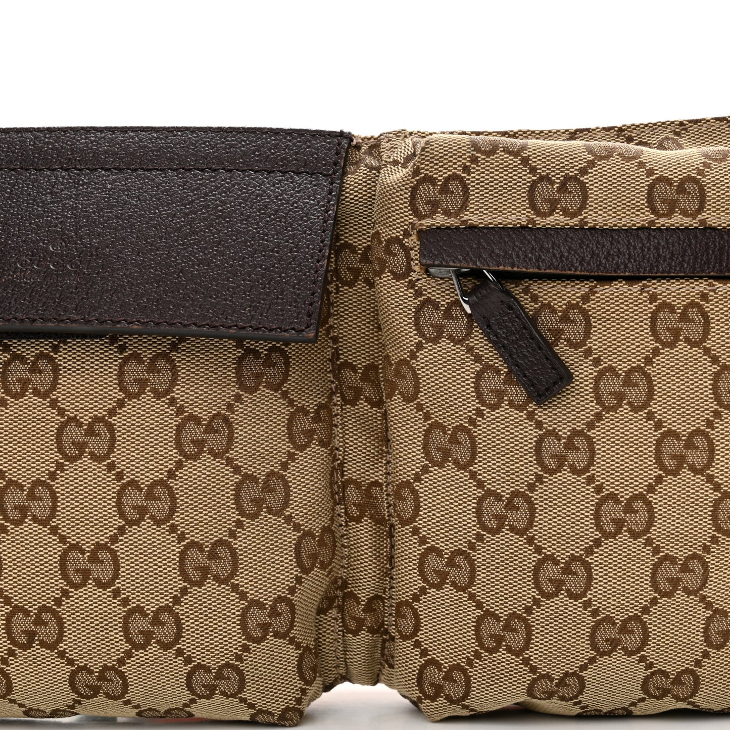 GG Monogram Double Pocket Belt Bag Dark Brown