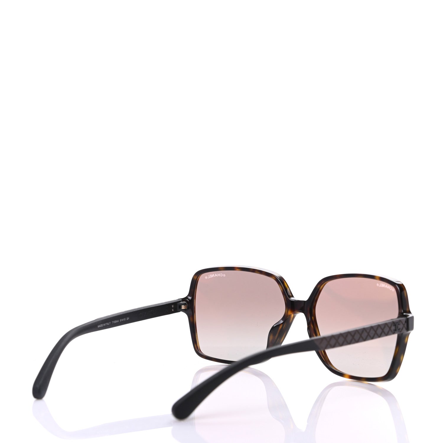 Chanel Acetate Wood Rubber Square Sunglasses 9076 Dark Tortoise 4 of 8