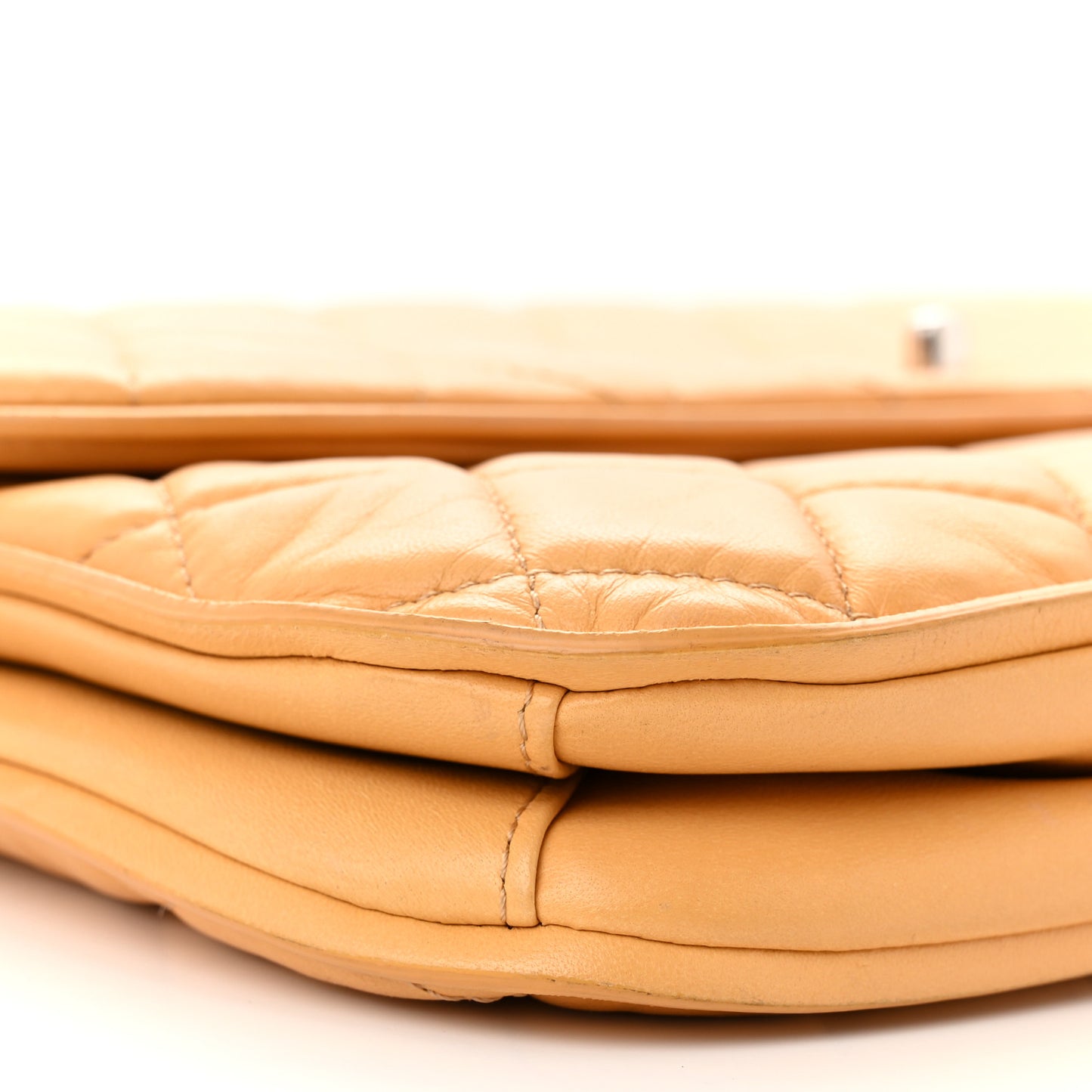 Lambskin Quilted Pagode Piping Flap Dark Yellow