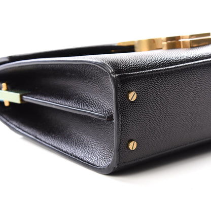 Saint Laurent Grain de Poudre Mini Classic Monogram Cassandra Top Handle Black Rouge Legion 5 of 8
