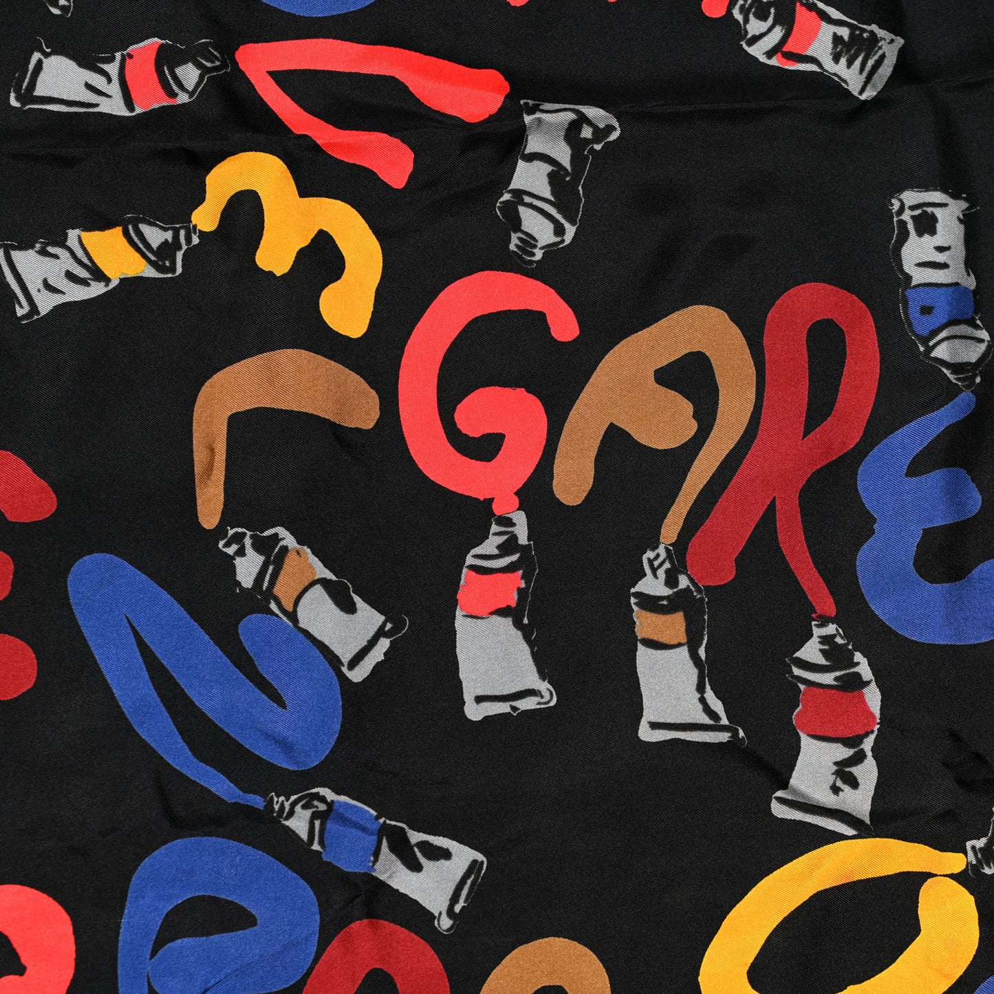 Silk Paint Scarf Black Multicolor