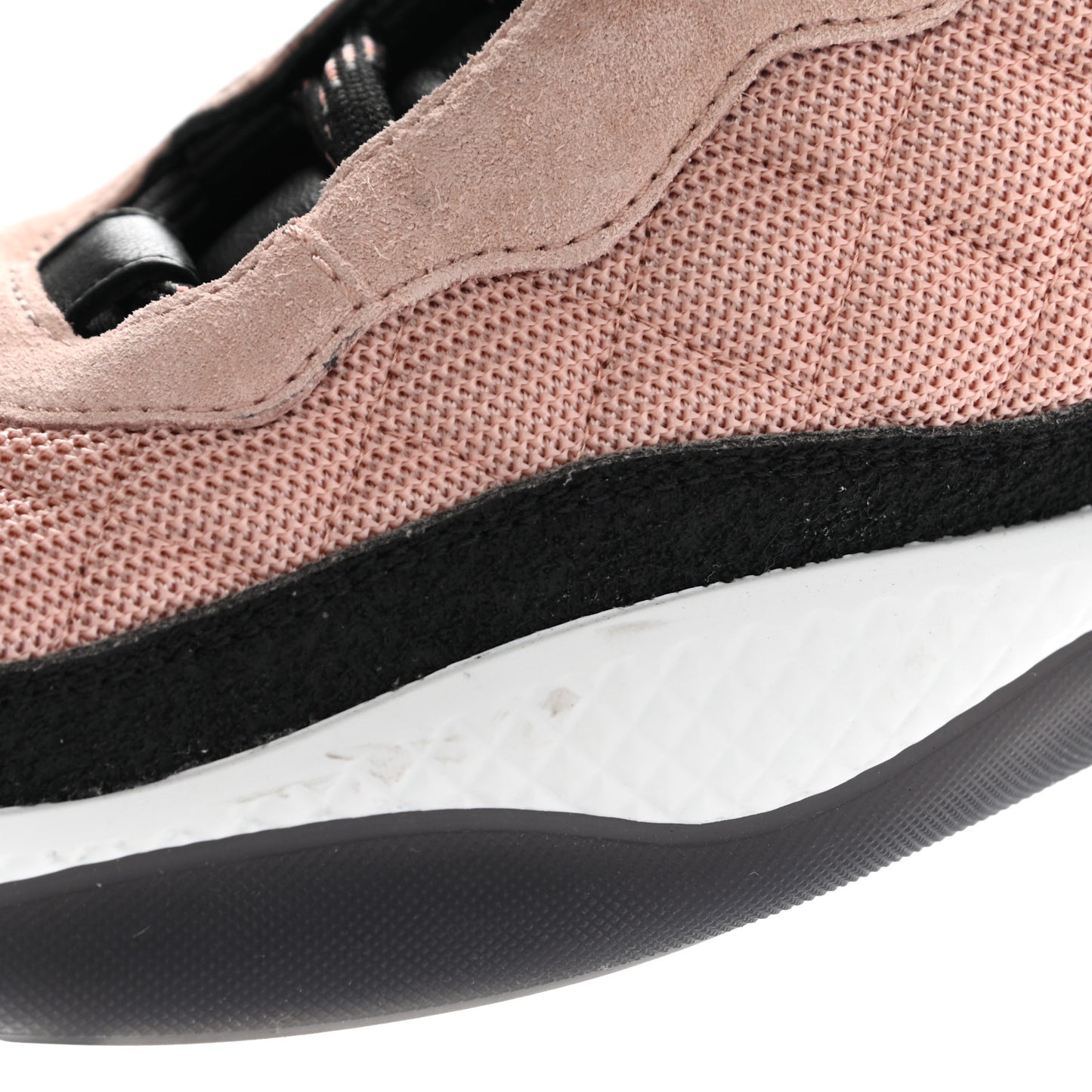 Mesh Suede Calfskin Quilted Sneakers 41 Black Pink