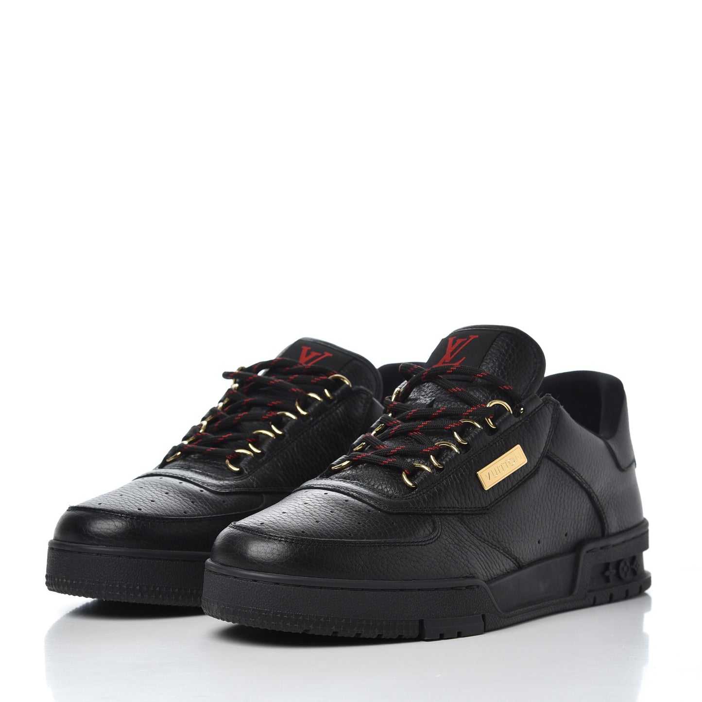 Calfskin Mens LV Trainer Sneakers 8 Black