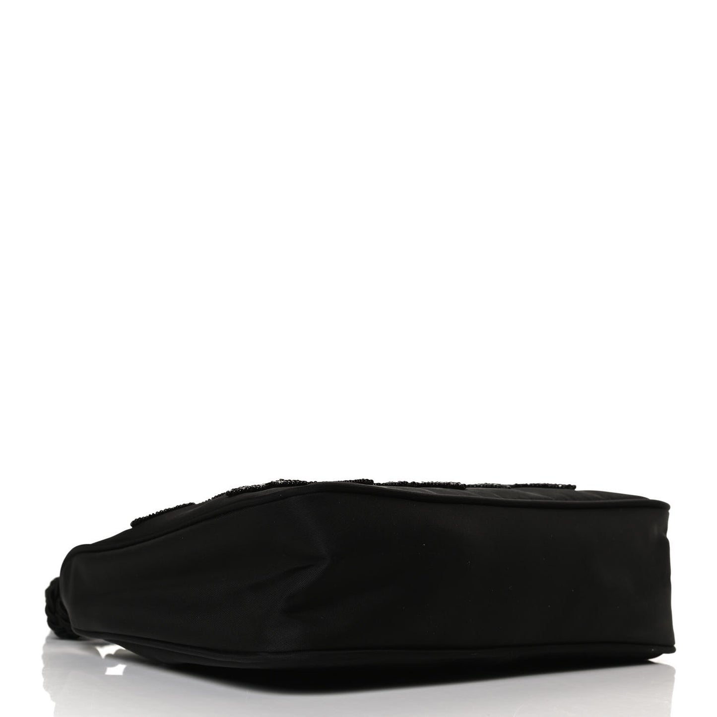 Tessuto Nylon Beaded Ricamo Bag Black