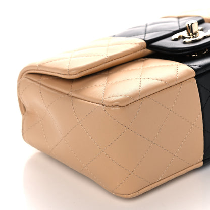 Chanel Lambskin Quilted Mini Rectangular Flap Beige Black 10 of 12