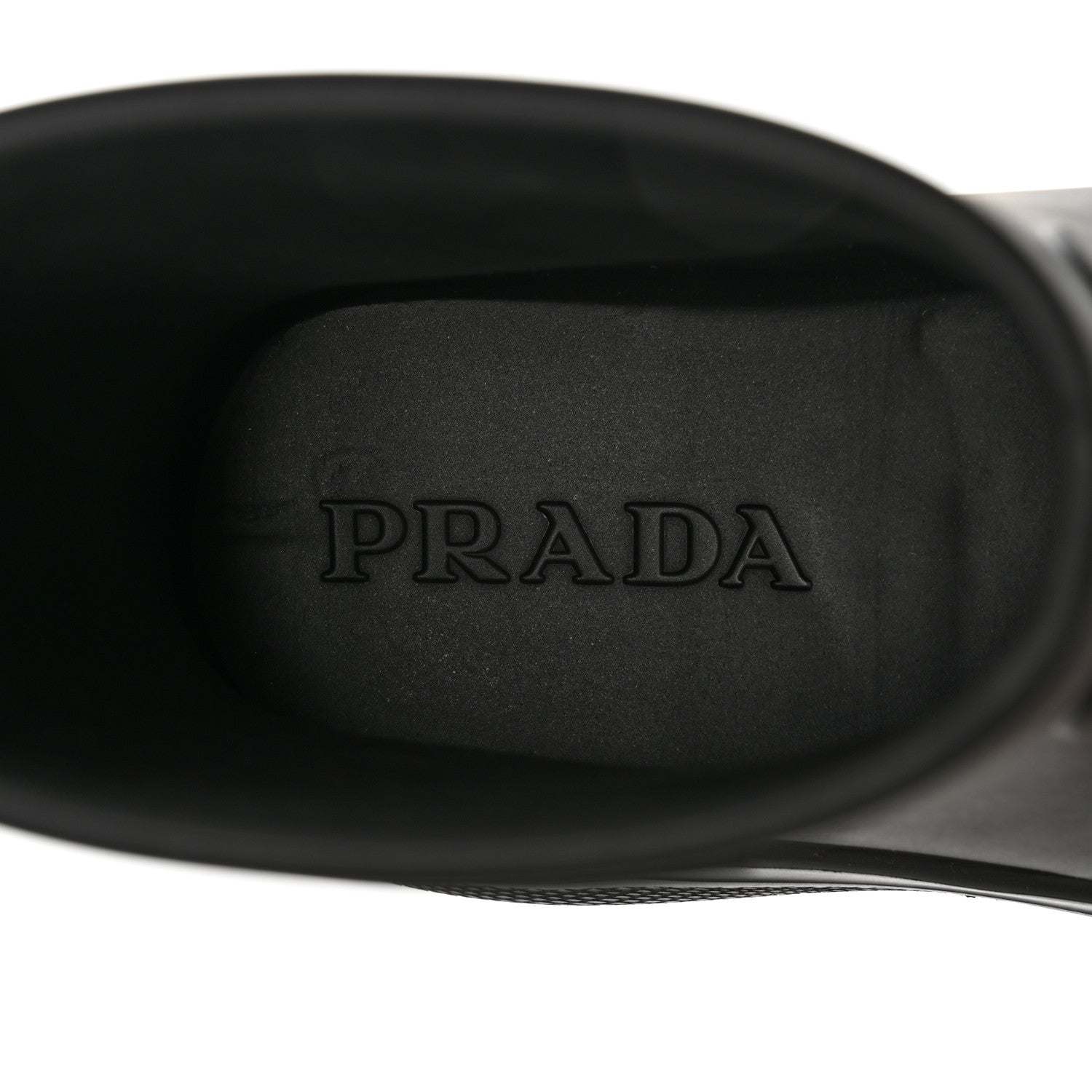 Prada Soft Mellow Rubber Triangle Logo Embossed Womens 25mm Booties 39 Black 7 of 9