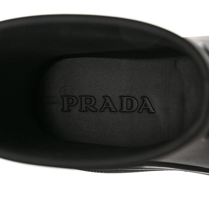 Prada Soft Mellow Rubber Triangle Logo Embossed Womens 25mm Booties 39 Black 7 of 9