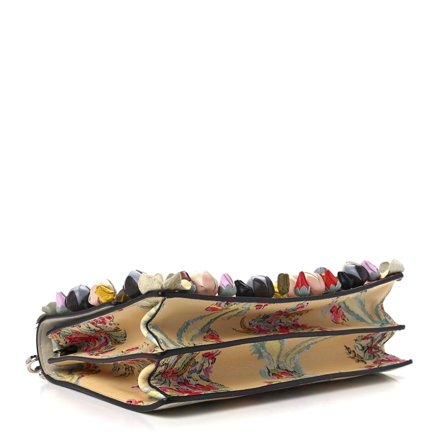 Fendi Vitello Marie Antoinette Print Rosebud Kan I Shoulder Bag Panna Multicolor 4 of 11