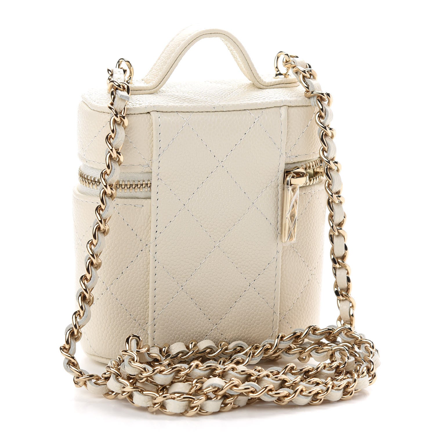 Chanel Caviar Quilted Small Handle With Care Vanity Case With Chain White 3 of 9