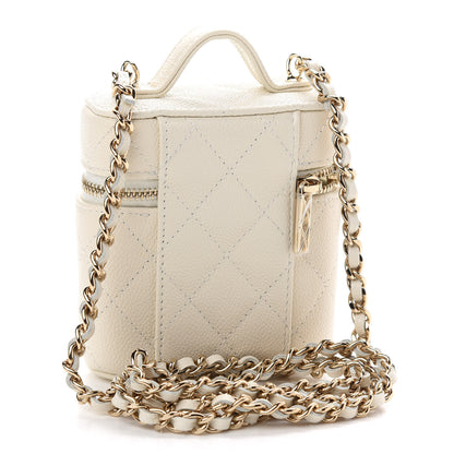 Chanel Caviar Quilted Small Handle With Care Vanity Case With Chain White 3 of 9