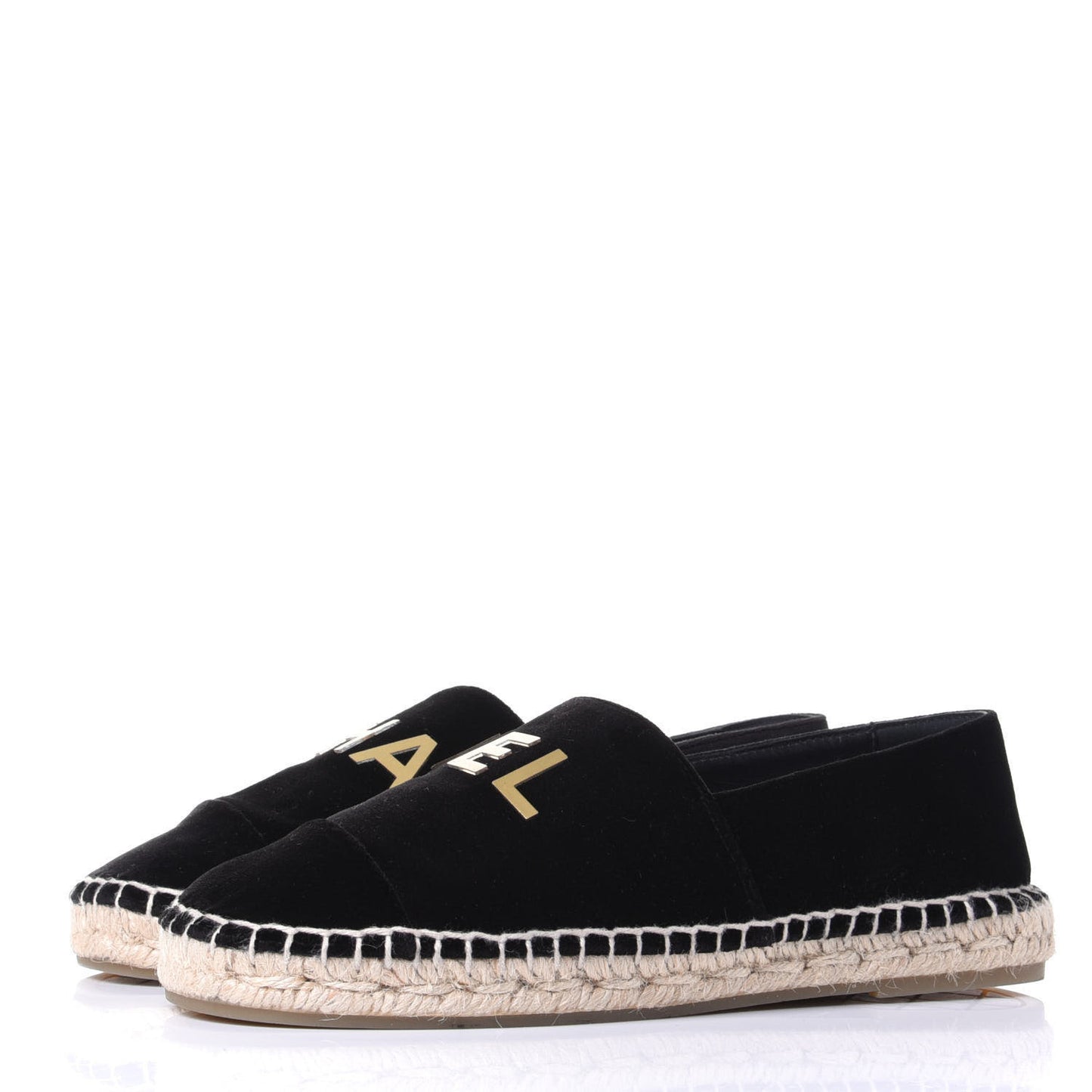 Velvet Logo Espadrilles 36 Black
