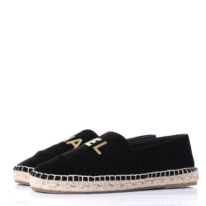 Chanel Velvet Logo Espadrilles 36 Black 3 of 10