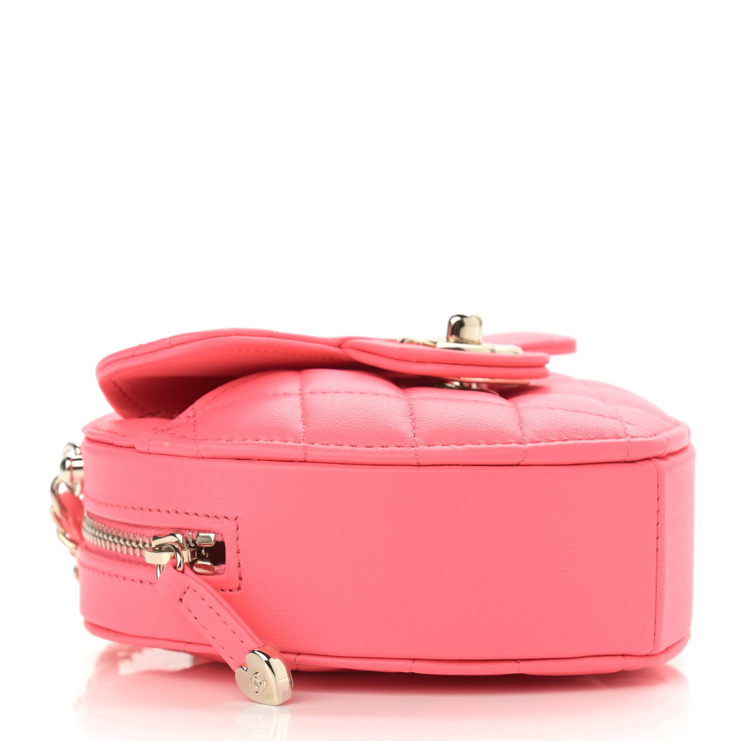 Chanel Lambskin Quilted CC In Love Heart Clutch With Chain Pink 5 of 12