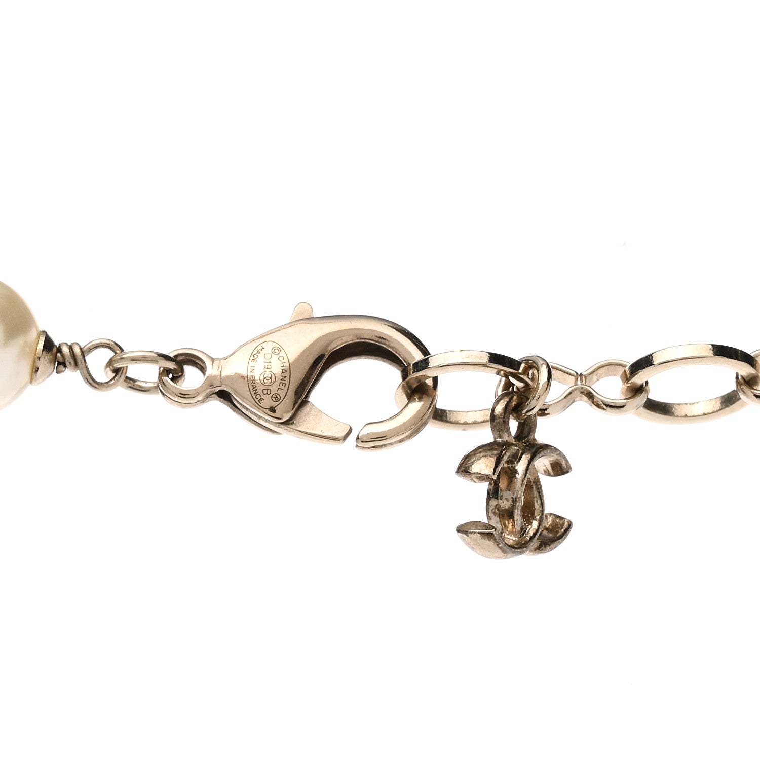 Chanel Pearl Beaded Resin Crystal CC Long Necklace Black Gold 5 of 5