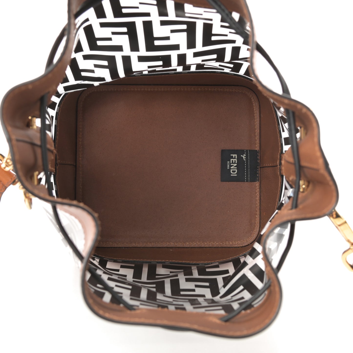 TPU FF Vitello Aura F is Fendi Grande Mon Tresor Bucket Bag Black Cuoio