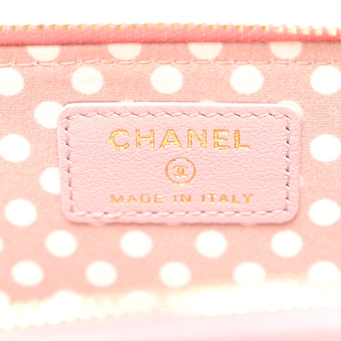 Lambskin Quilted Pearl Crystal CC Zip Around Card Holder Pink