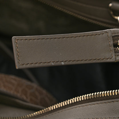 Saint Laurent Calfskin Crocodile Embossed Small Monogram Downtown Cabas Earth 14 of 15