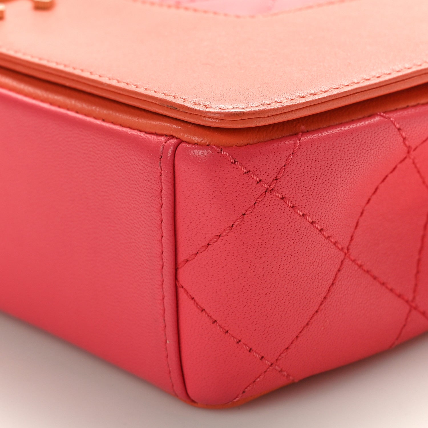 Chanel Sheepskin Quilted Medium Vintage Mademoiselle Flap Coral Orange 10 of 10