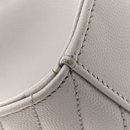 Saint Laurent Grain De Poudre Matelasse Chevron Large Monogram Satchel Light Grey 13 of 13