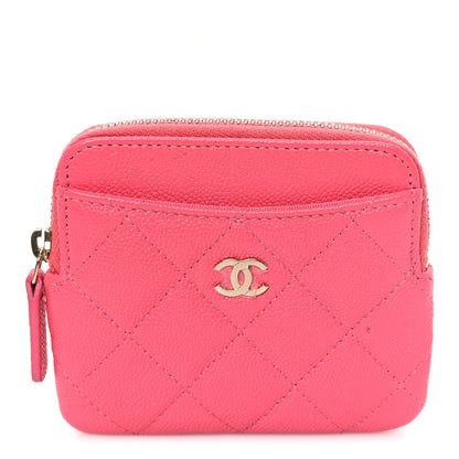 Chanel Caviar Quilted Zip Card Holder Wallet Pink 1 of 7