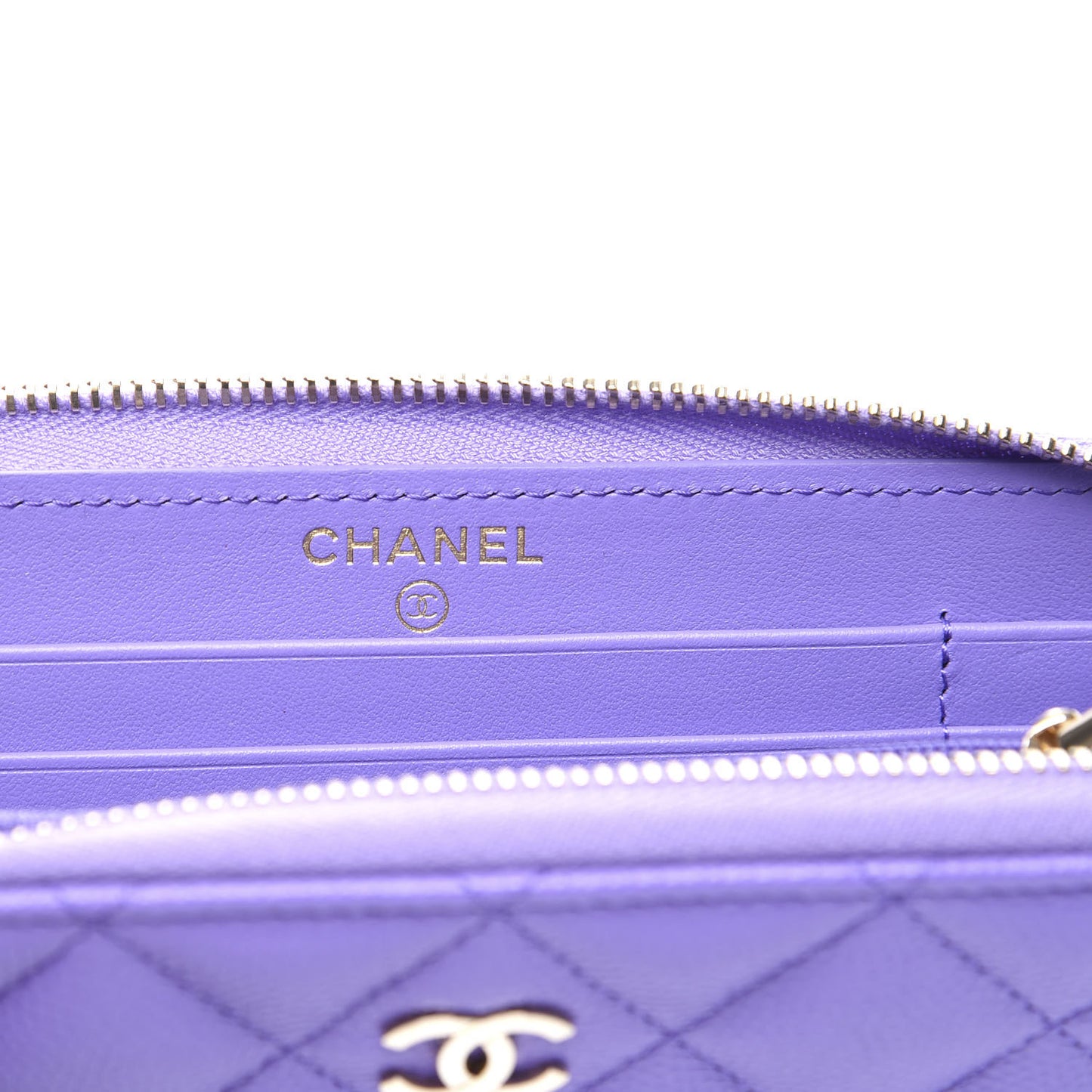 Caviar Quilted Medium Zip Around Wallet Purple