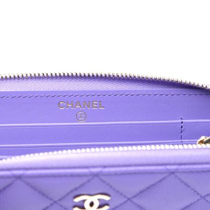 Chanel Caviar Quilted Medium Zip Around Wallet Purple 7 of 10