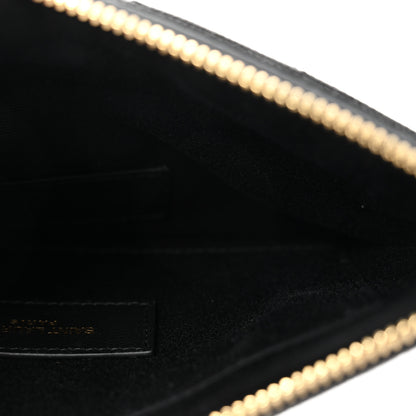Saint Laurent Grain De Poudre Chevron Monogram Bill Pouch Black 5 of 7