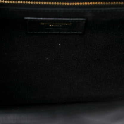 Saint Laurent Grain De Poudre Textured Mixed Matelasse Large Triquilt Monogram Satchel Black 12 of 14